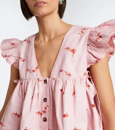 Ganni Floral cotton-blend top | Thumbnail 6 Ganni Floral cotton-blend top | Thumbnail 6