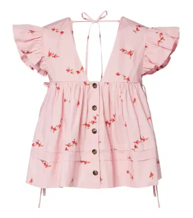 Ganni Floral cotton-blend top | Thumbnail 1 Ganni Floral cotton-blend top | Thumbnail 1