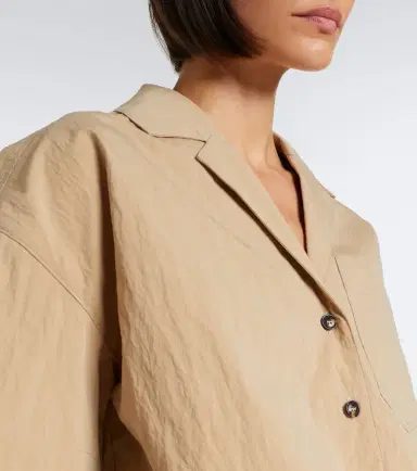 Ganni Cropped cotton-blend shirt | Thumbnail 2