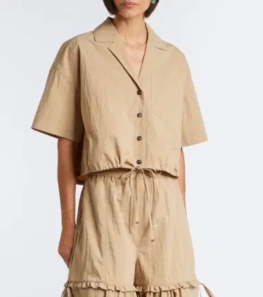 Ganni Cropped cotton-blend shirt | Thumbnail 3