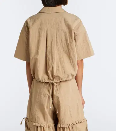 Ganni Cropped cotton-blend shirt | Thumbnail 5