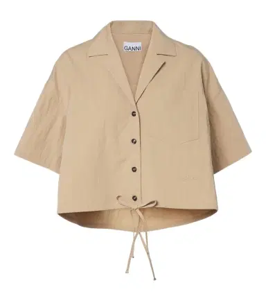 Ganni Cropped cotton-blend shirt | Thumbnail 1