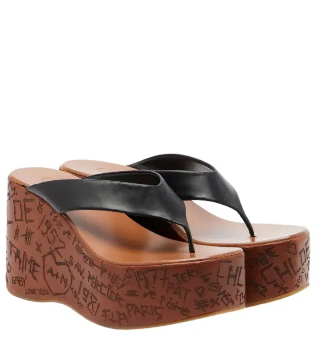 Chloe Chloé Maxime leather wedge thong sandals