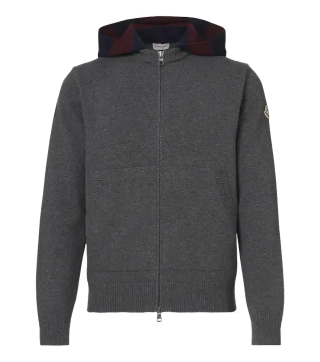 Moncler Hooded wool and cashmere zip-up cardigan