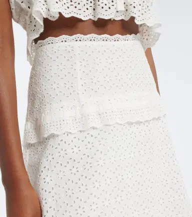 Ulla Johnson Violetta broderie anglaise midi skirt | Thumbnail 3