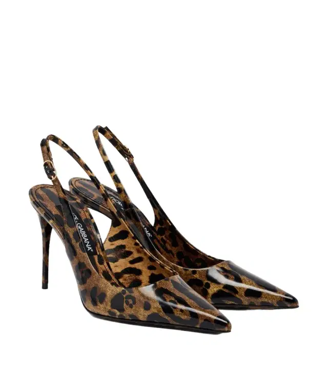 Dolce & Gabbana Lollo leopard-print leather slingback pumps