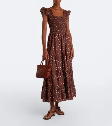 Rixo Kendall polka dot cotton midi dress | Thumbnail 6