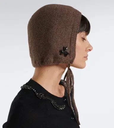 Simone Rocha Turbo embellished cashmere hood | Thumbnail 4