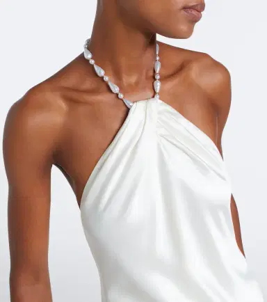 Retrofete Retrofête Anat beaded halterneck satin maxi dress | Thumbnail 5