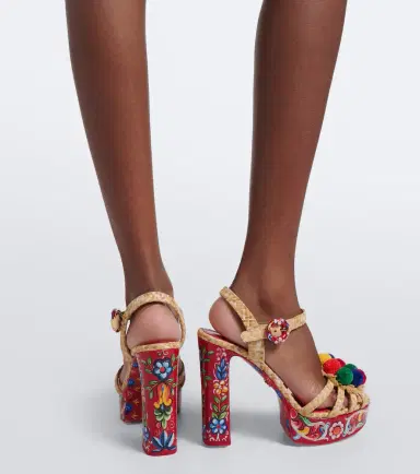 Dolce & Gabbana Printed woven platform sandals | Thumbnail 6