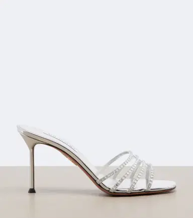 Aquazzura Sensation Crystal metallic leather mules | Thumbnail 2