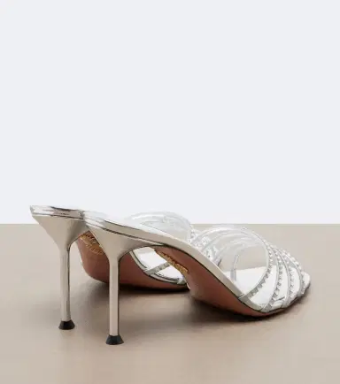 Aquazzura Sensation Crystal metallic leather mules | Thumbnail 3