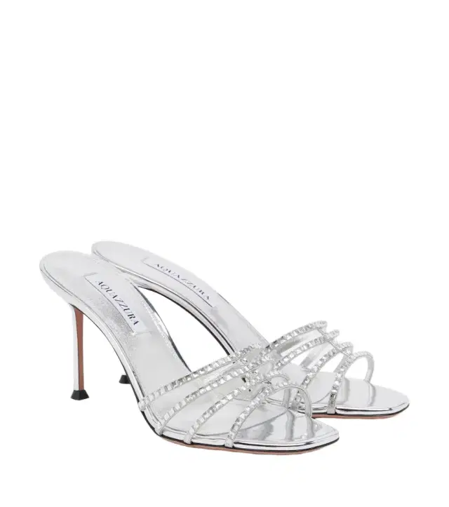 Aquazzura Sensation Crystal metallic leather mules