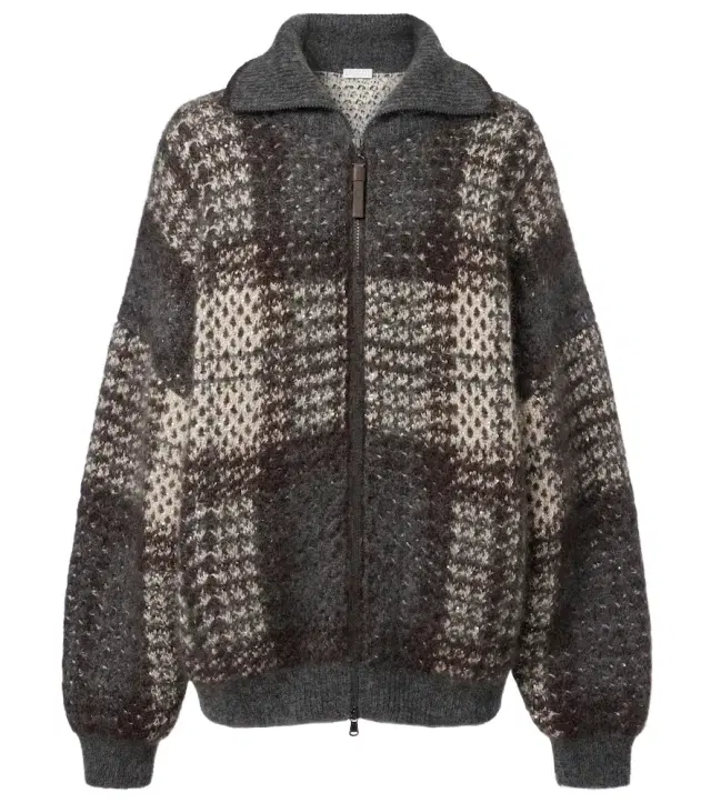 Brunello Cucinelli Checked sequined cardigan