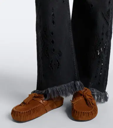 Isabel Marant Malvin leather-trimmed suede mules | Thumbnail 6