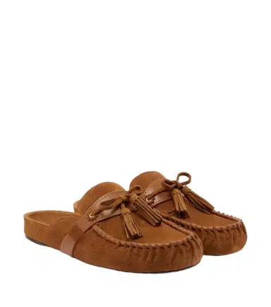 Isabel Marant Malvin leather-trimmed suede mules | Thumbnail 1
