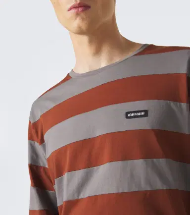 Miu Miu Striped cotton jersey T-shirt | Thumbnail 4