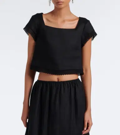 Posse Alfie cropped embroidered linen top | Thumbnail 4 Posse Alfie cropped embroidered linen top | Thumbnail 4