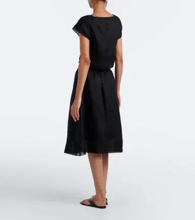 Posse Alfie embroidered linen midi skirt | Thumbnail 2