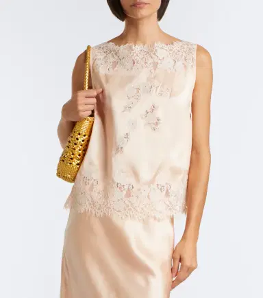 DÔEN Dôen Viviane lace-trimmed silk satin top | Thumbnail 3