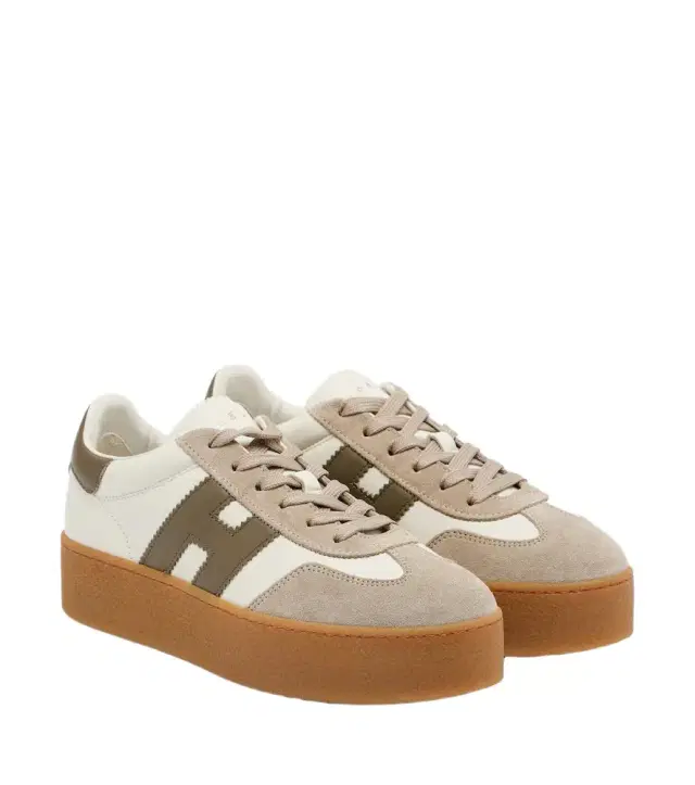Hogan Cool suede-trimmed leather platform sneakers