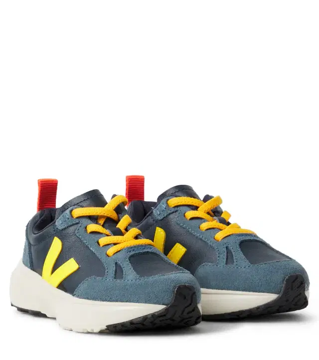 Veja Kids Canary suede-trimmed leather sneakers