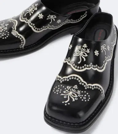Simone Rocha Embroidered floral leather mules | Thumbnail 3