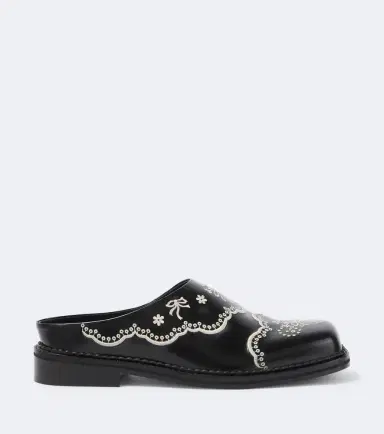 Simone Rocha Embroidered floral leather mules | Thumbnail 6