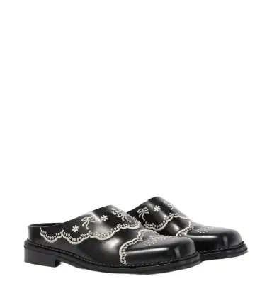 Simone Rocha Embroidered floral leather mules | Thumbnail 1