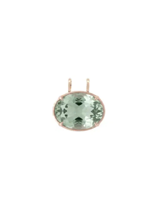 Wish Fine Jewelry 37.20ct Green Amethyst 18K Gold Oval Statement Pendant