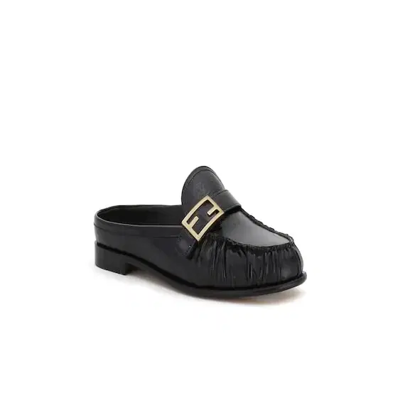 Fendi Rounded-toe sabots decorated with FF Baguette accessory