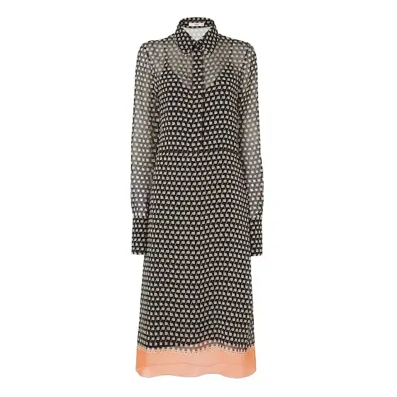 Flowing midi shirt dress in silk georgette with