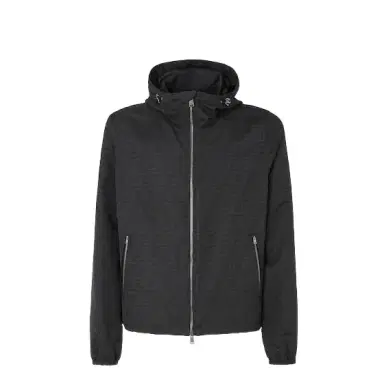 Fendi Drawstring hood blouson made from black FF Zucca jacquard | Thumbnail 1
