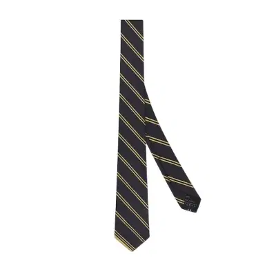 Fendi Tie with a diagonal striped regimental motif in yellow on | Thumbnail 1