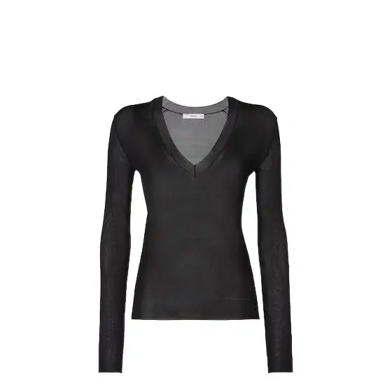 V-neck, slim-fit long-sleeved top