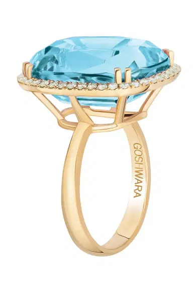 GOSHWARA Blue Topaz Cushion Gossip Ring | Thumbnail 5