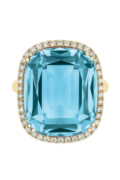 GOSHWARA Blue Topaz Cushion Gossip Ring | Thumbnail 1