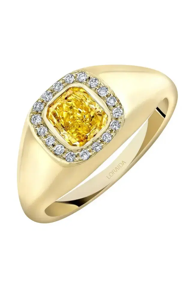 LORAIDA Diamond Canary Vortex  Signet Ring