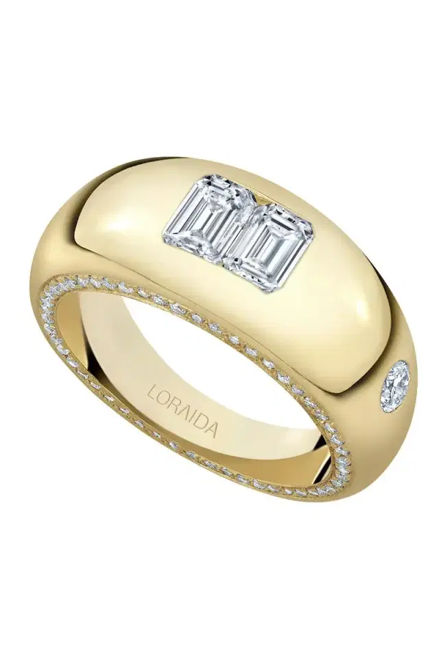 LORAIDA Emerald Double Rim Pinky Ring
