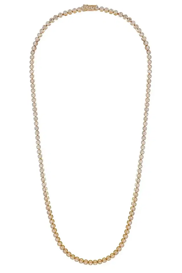 WITH LOVE TRAVEL Lab Grown Diamond Bezel Necklace - 8ct - Yellow Gold