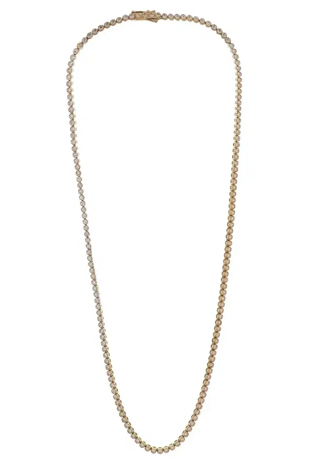 WITH LOVE TRAVEL Lab Grown Diamond Petite Bezel Necklace - 5ct - Yellow Gold