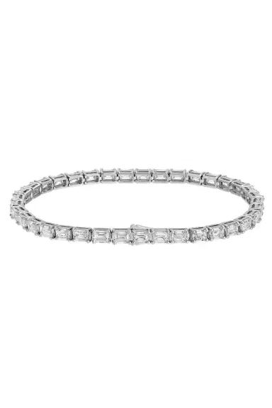 WITH LOVE TRAVEL Lab-Grown Diamond East West Tennis Bracelet - 8ct - White Gold | Thumbnail 9