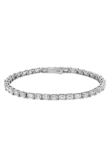 WITH LOVE TRAVEL Lab-Grown Diamond East West Tennis Bracelet - 8ct - White Gold | Thumbnail 1