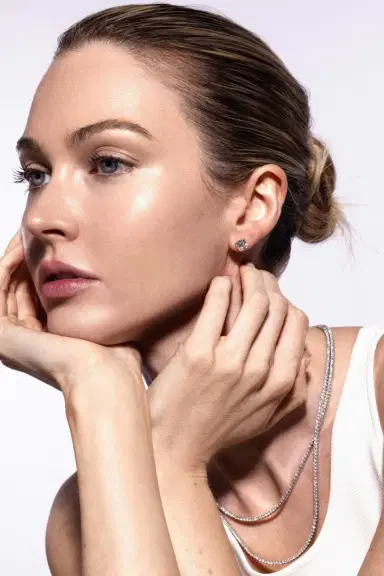 WITH LOVE TRAVEL Lab-Grown Diamond Old Mine Prong Stud Earrings - 3ct | Thumbnail 4