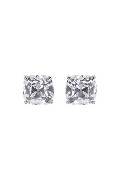 WITH LOVE TRAVEL Lab-Grown Diamond Old Mine Prong Stud Earrings - 6ct - White Gold | Thumbnail 1 WITH LOVE TRAVEL Lab-Grown Diamond Old Mine Prong Stud Earrings - 6ct - White Gold | Thumbnail 1
