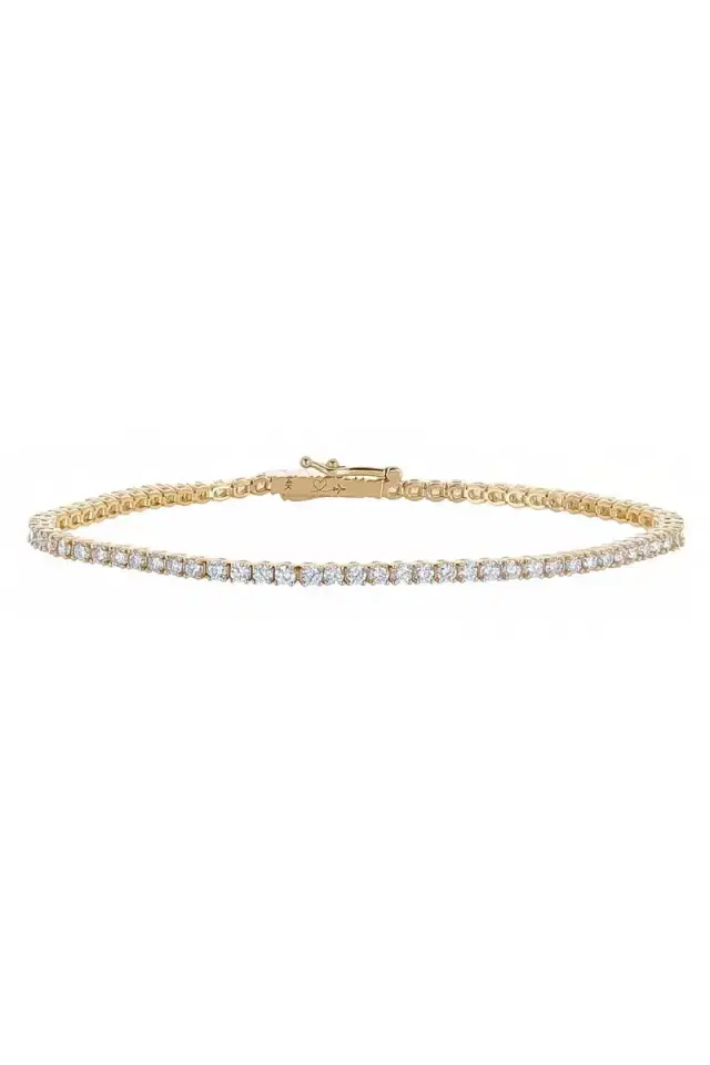 WITH LOVE TRAVEL Lab-Grown Diamond Tennis Bracelet - 2ct - Yellow Gold