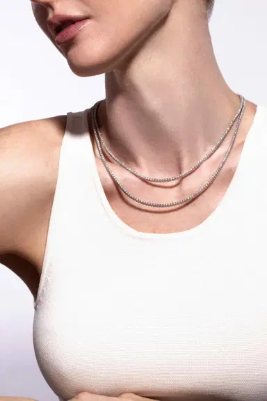 WITH LOVE TRAVEL Lab-Grown Diamond Tennis Necklace - 5ct | Thumbnail 5