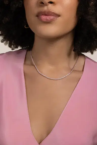 Sydney Evan Light Pink Sapphire Tennis Necklace | Thumbnail 2