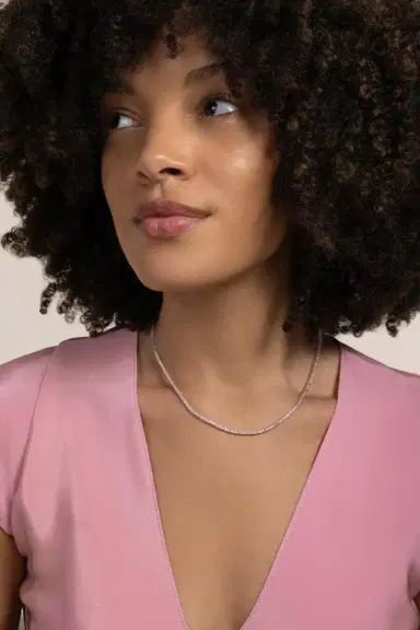 Sydney Evan Light Pink Sapphire Tennis Necklace | Thumbnail 3