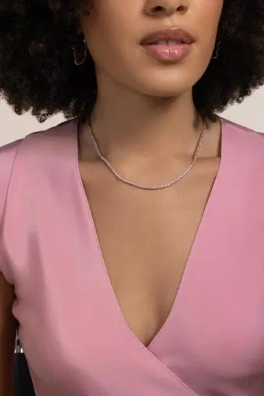 Sydney Evan Light Pink Sapphire Tennis Necklace | Thumbnail 5